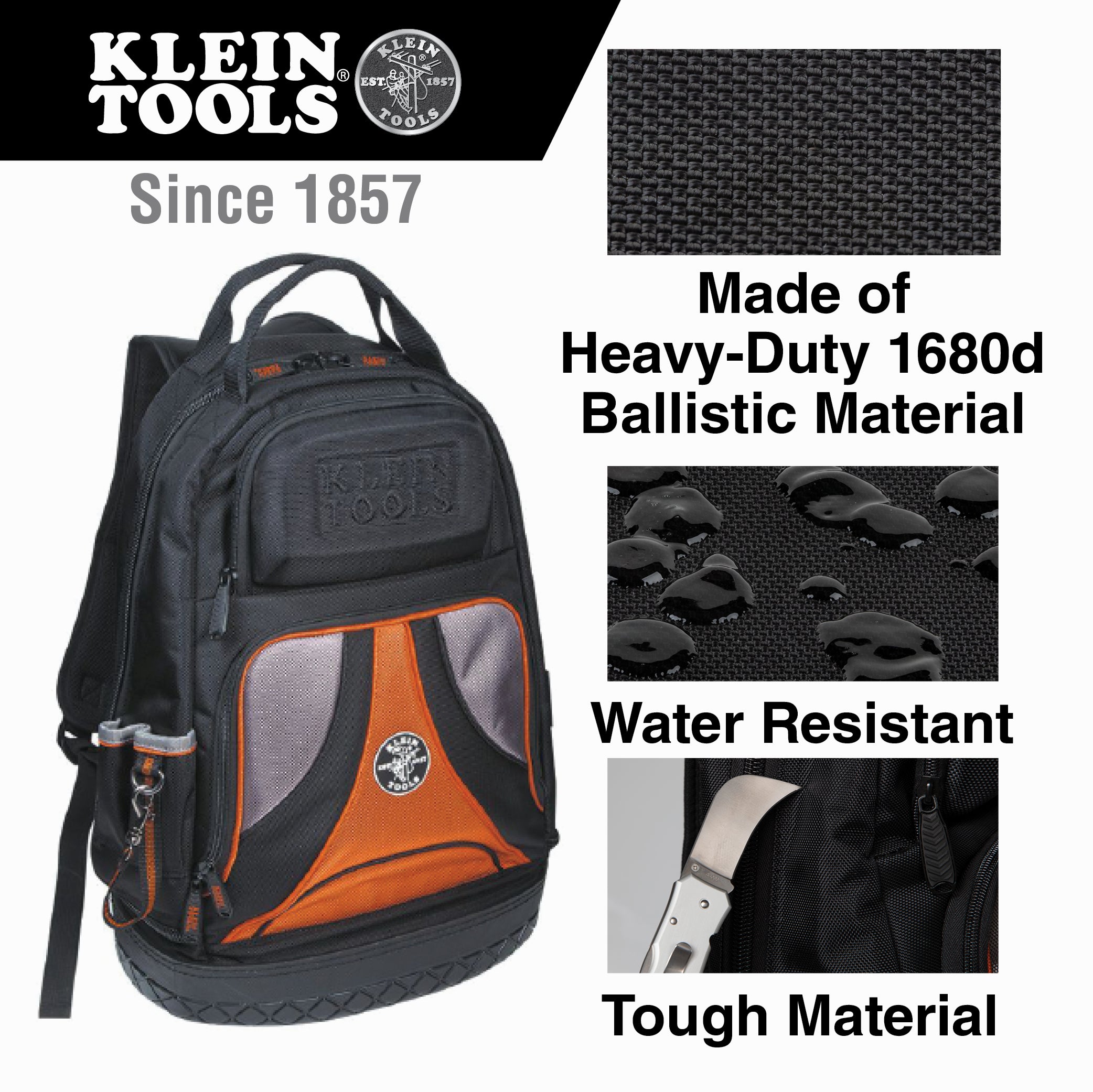 36.8cm 39 Pockets Black Tradesman Pro™ Tool Bag Backpack 55421BP-14 by Klein