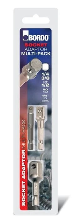 Socket Adaptor Set - 1/4, 3/8, 1/2 X 50mm (set of 3) - 5610-SDX50S by Bordo
