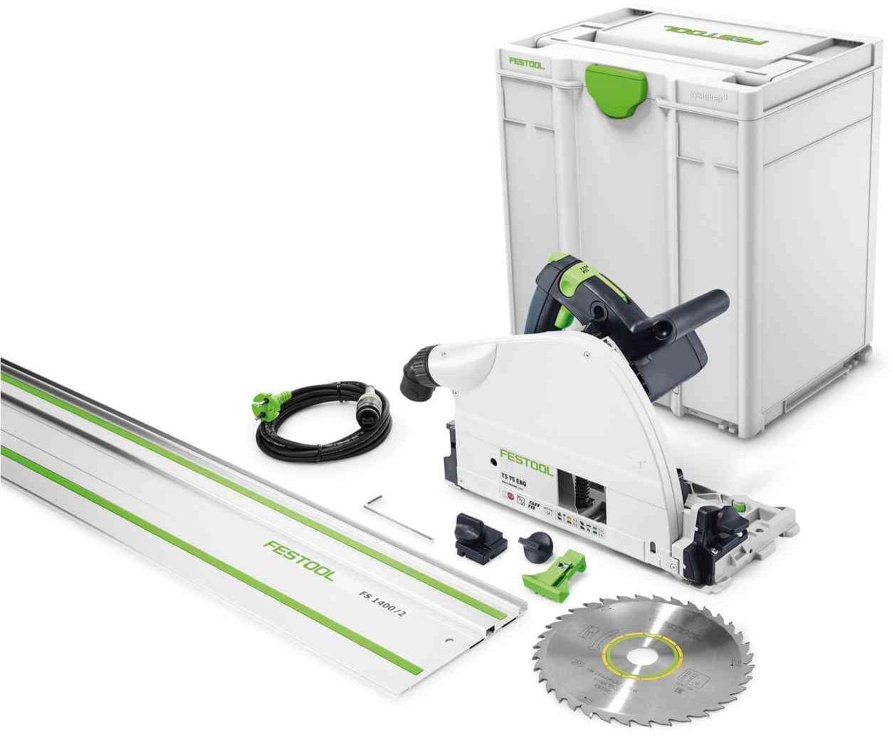 TS 75 210mm Plunge Cut Circular Saw in Systainer with 1400mm Rail 576115 by Festool