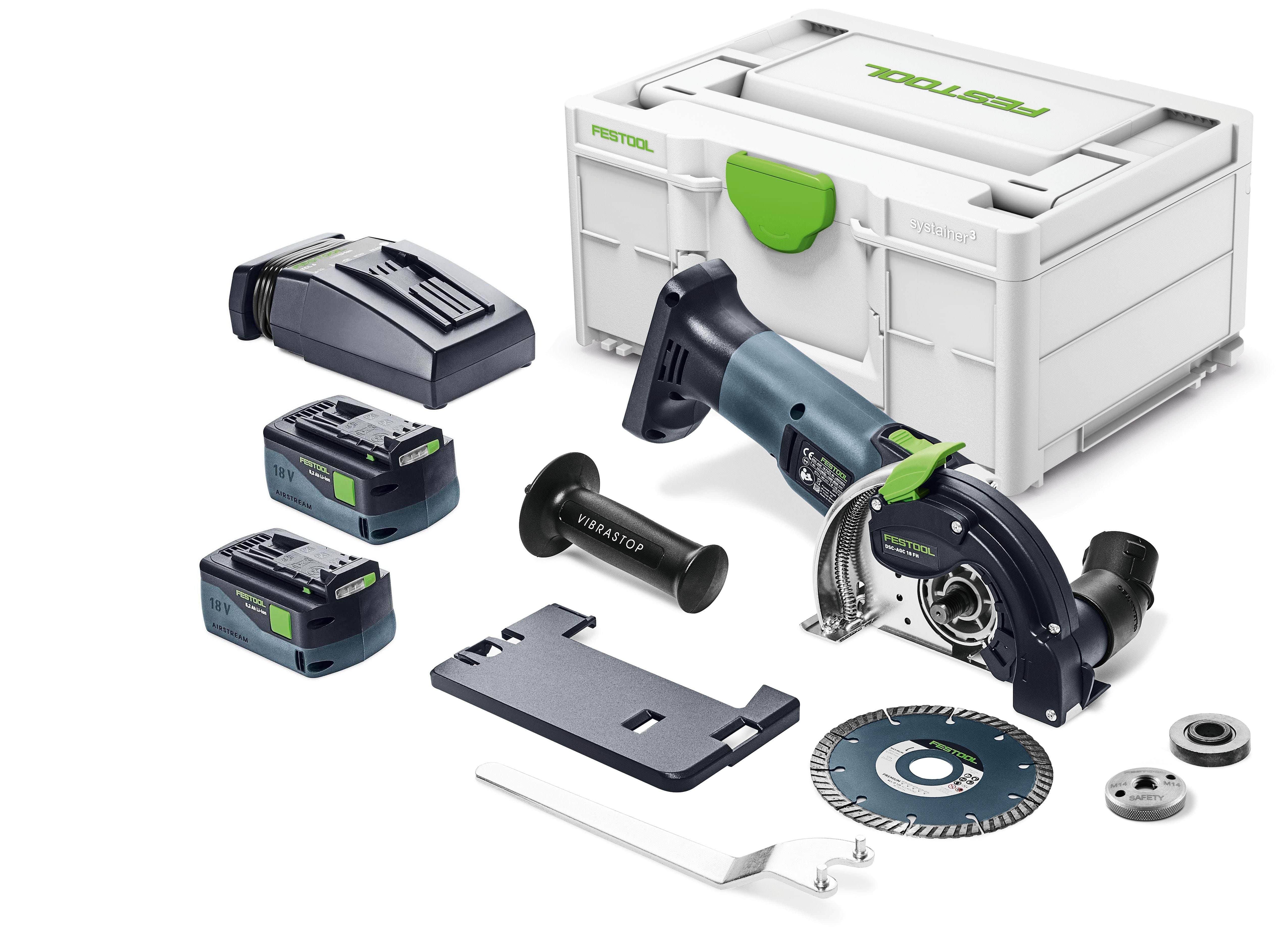 DSC-AGC 18V 125mm Cordless Freehand Diamond Cutting System 5.0Ah Bluetooth Set in Systainer 578297 by Festool
