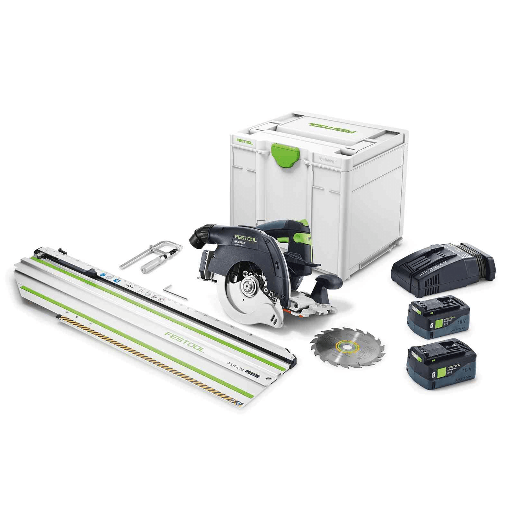 160mm 18V 5.0Ah Cordless Circular Saw Bluetooth Set in Systainer HKC 55 577675 by Festool