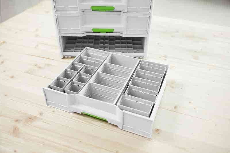 Festool Insert Boxes for Systainer3 Combi Organiser 6 x 50 x 50 x 68mm + 7 x 50 x 100 x 68mm- 13 Pack 578056