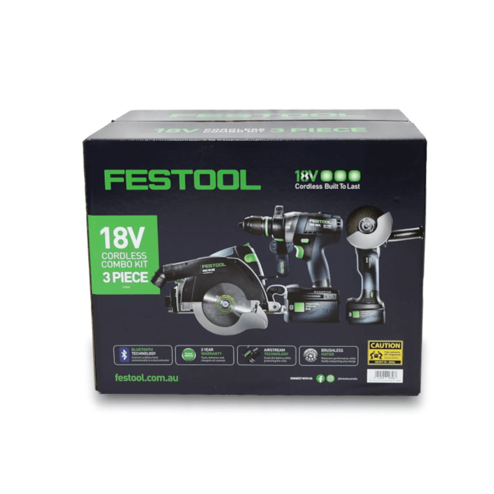 Festool 3Pce 18V 5.0Ah Li-ion Timber Combination Kit HKC 55/TPC 18/AGC 18/TB M 137 578506