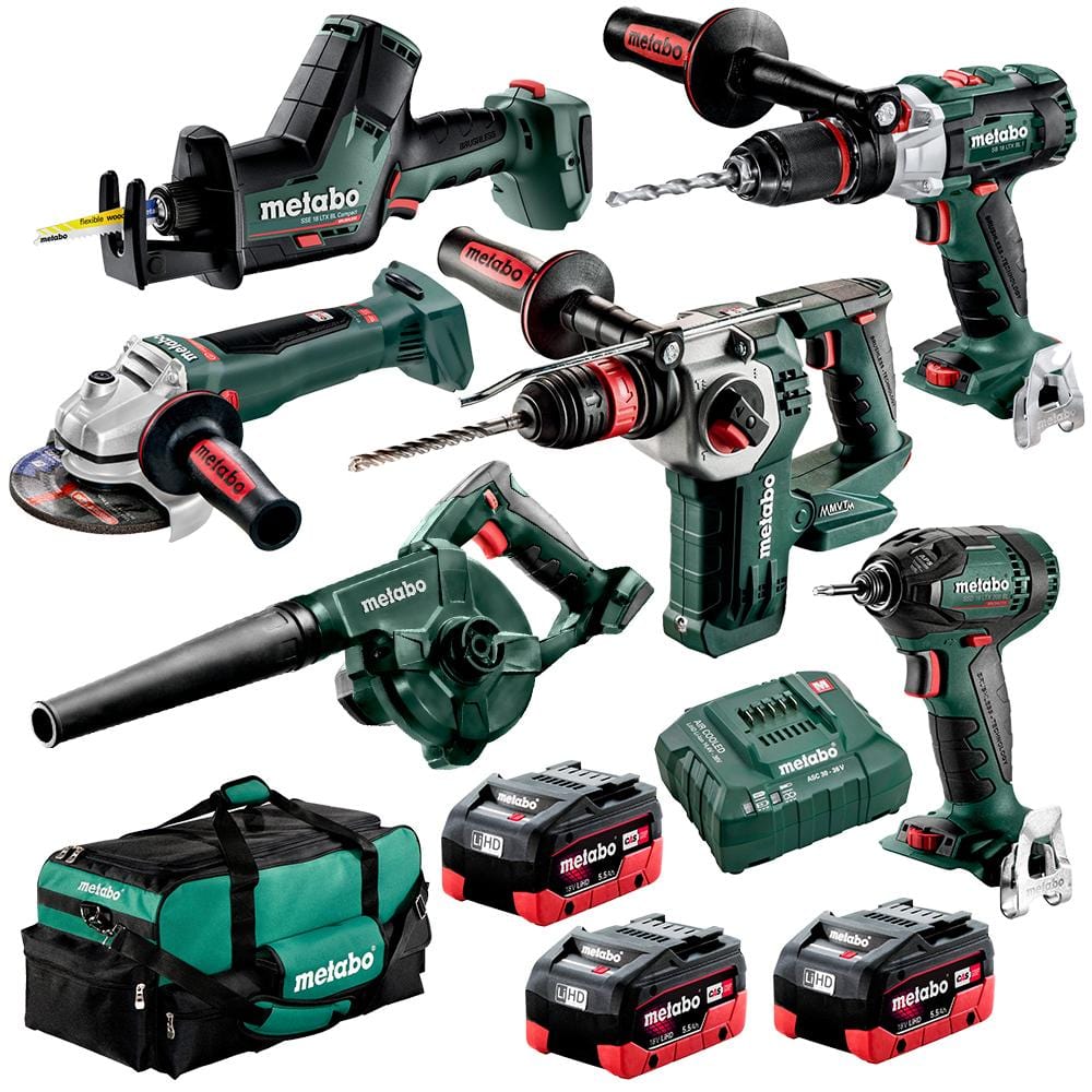 6pce 18V 5.5Ah Brushless Combo Kit - AU68600950 by Metabo