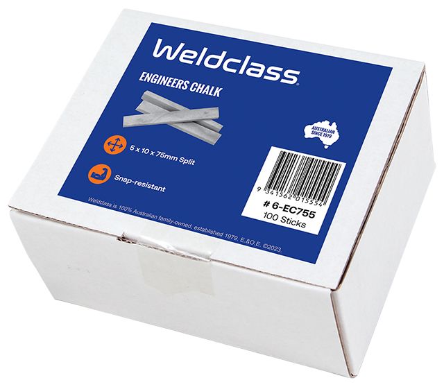 Box of Weldclass engineers chalk with blue label on a white background
