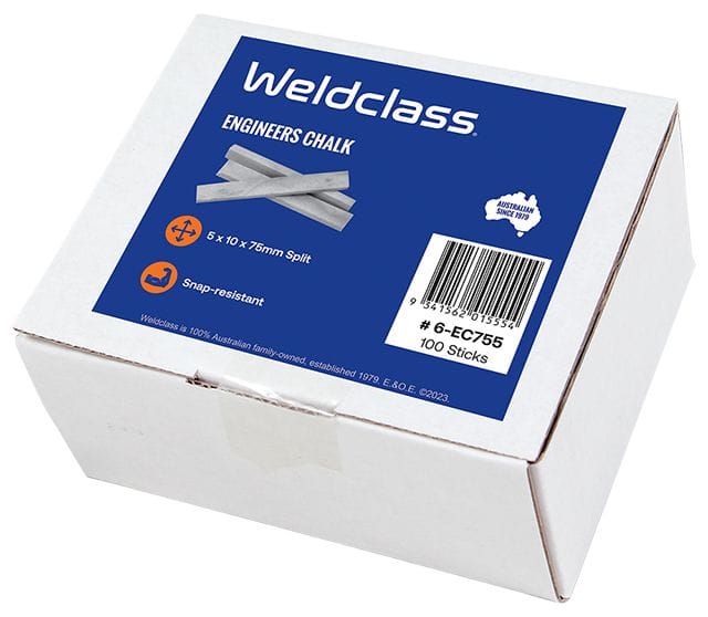 Box of Weldclass engineers chalk with blue label on a white background