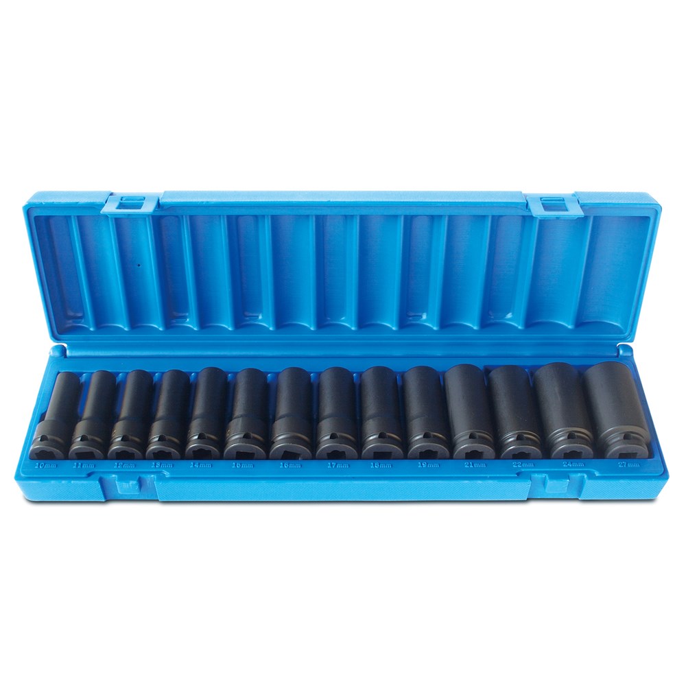 Action 14Pce 1/2" Drive 6-Point Metric Deep Socket Set 605221402