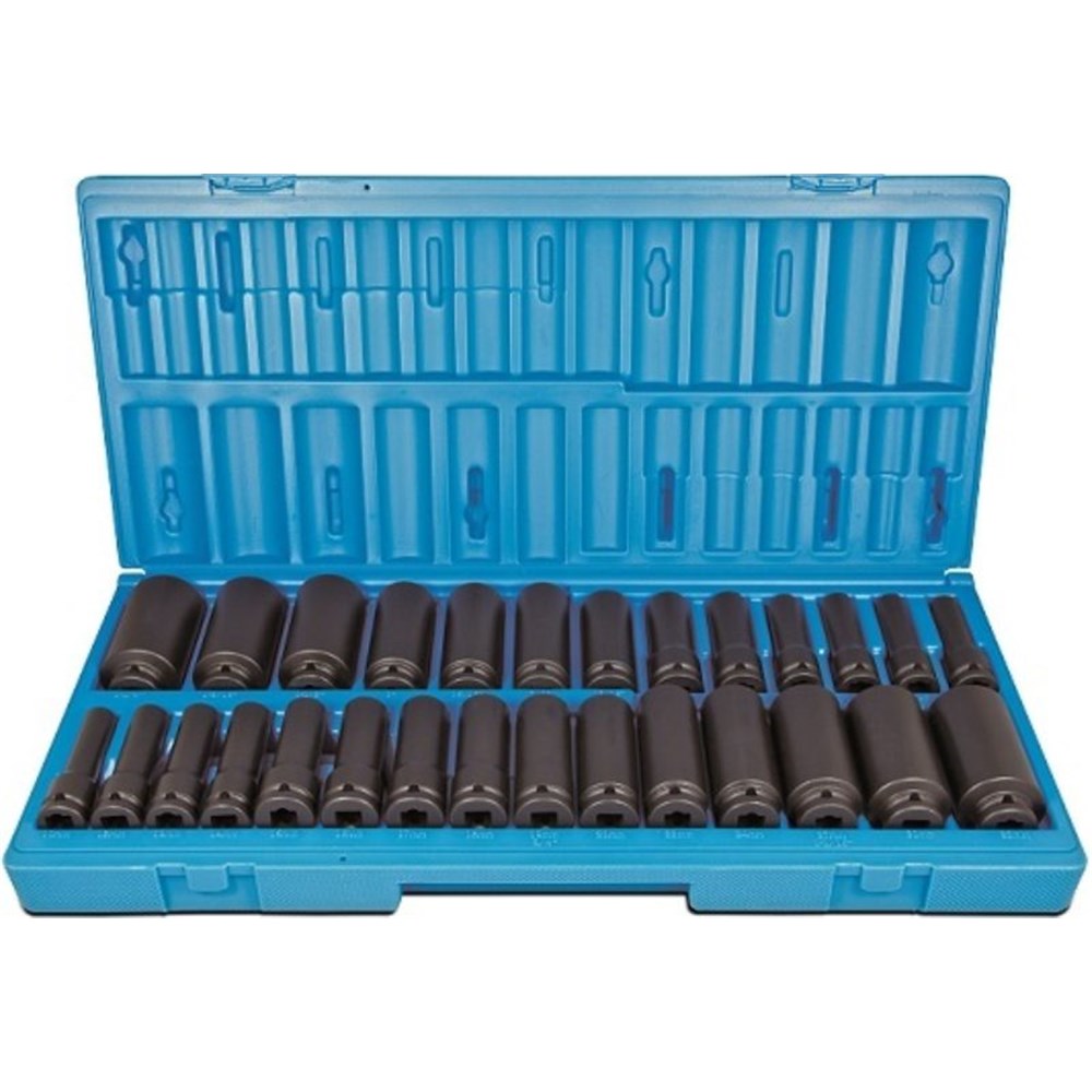 Action 28Pce 1/2" Drive 6-Point Metric & Imperial Deep Impact Socket Set 605222801