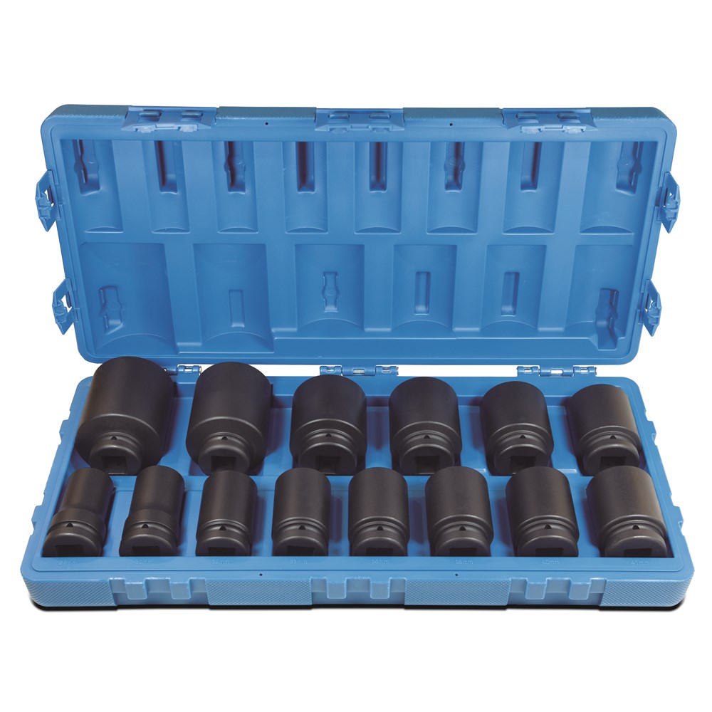 Action 14Pce 1" Drive 6-Point Metric Deep Socket Set 605521401