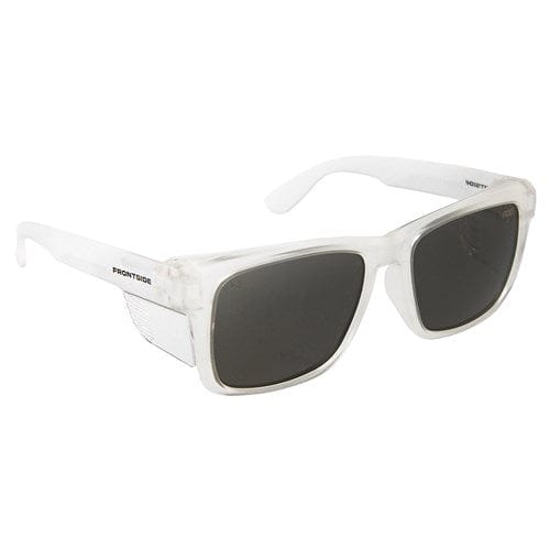 Safety Glasses Smoke Lens with Clear Frame (6502) by Frontside