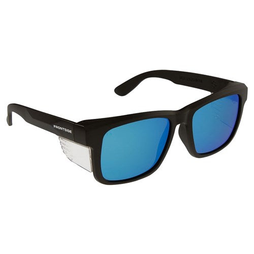 Safety Glasses Polarised Blue Revo Lens with Black Frame (6514) by Frontside