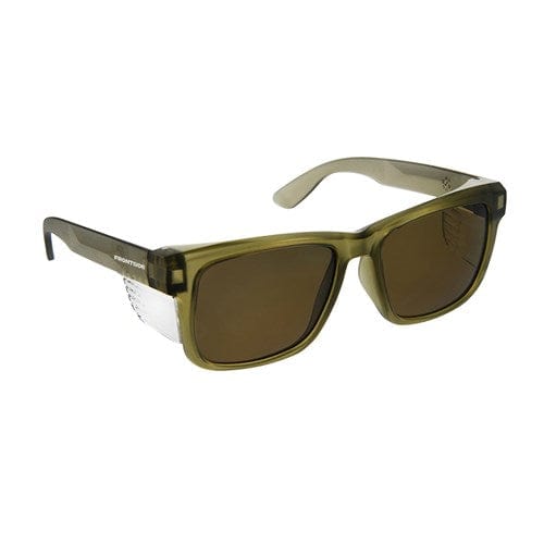 Safety Glasses Frontside Polarised Smoke Lens with Khaki Frame (6519) by Paramount