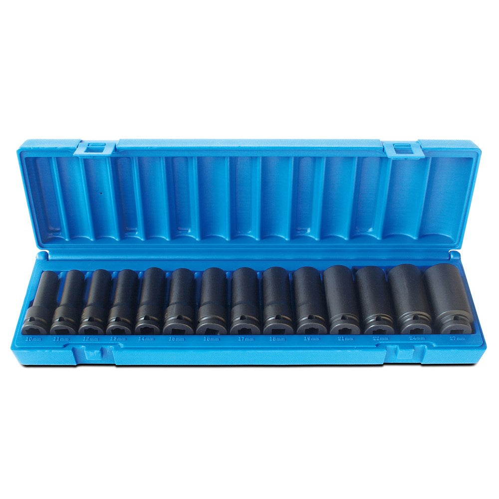 Action 14Pce 1/2" Drive 12-Point Metric Deep Socket Set 658271401