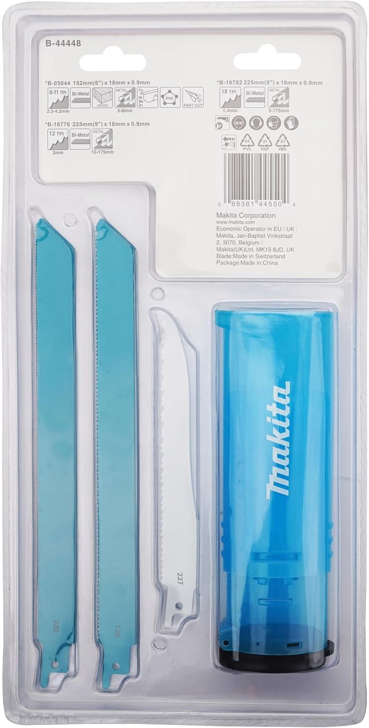 Makita 6Pce Metal Combination Reciprocating Saw Blade Set B-44448