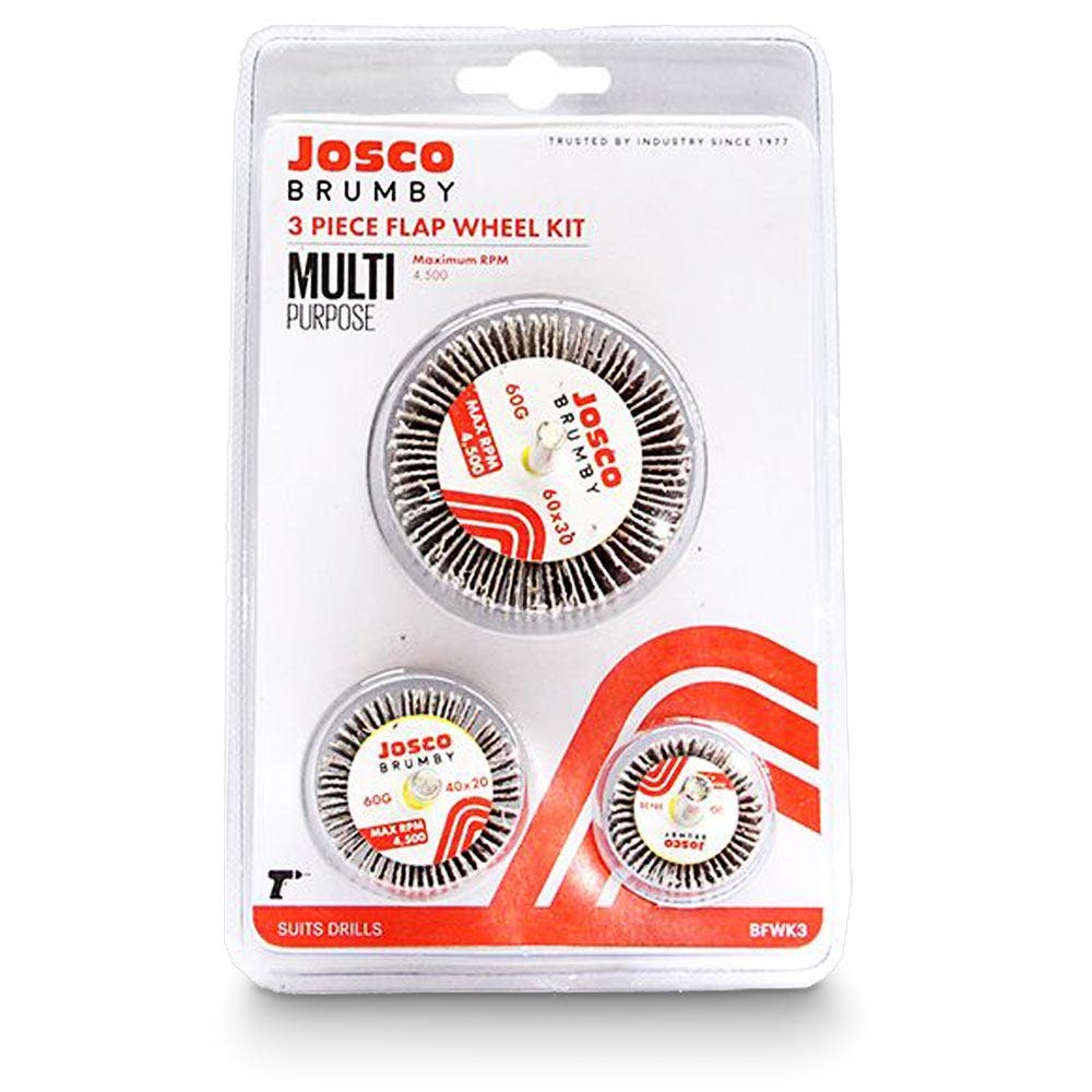 Flap Wheel Set, 60G 3Pce- BFWK3 by Josco