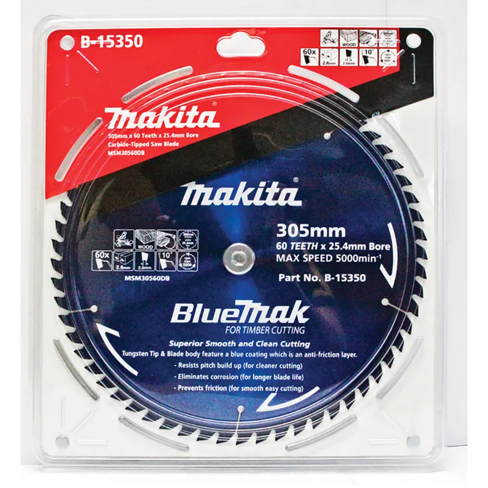 Makita BLUEMAK 305mm 60T TCT Circular Mitre Saw Blade for Wood Cutting B-15350