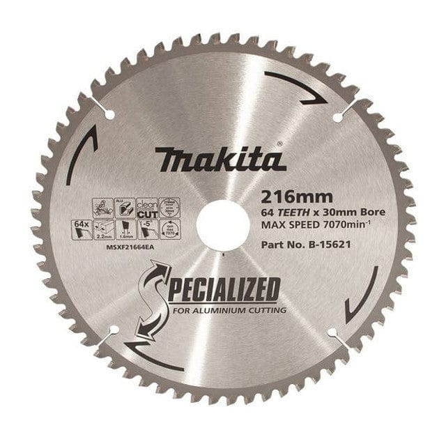 216mm x 30mm x 64T TCT Specalised Aluminium Cut Saw Blade B-15621 by Makita
