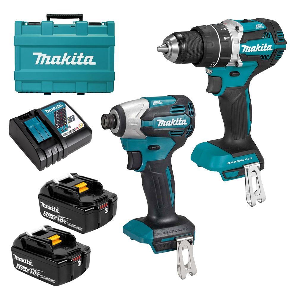 Makita 2Pce 18V Brushless Hammer Drill and Impact Driver Combo Kit DLX2578