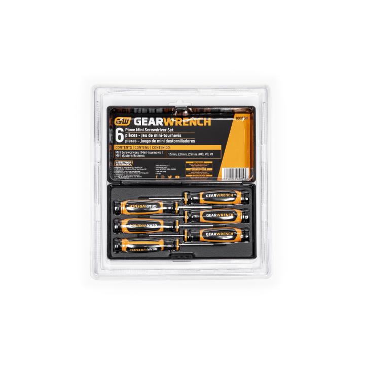 6Pce Phillips®/Slotted Mini Dual Material Screwdriver Set 80055H by GEARWRENCH