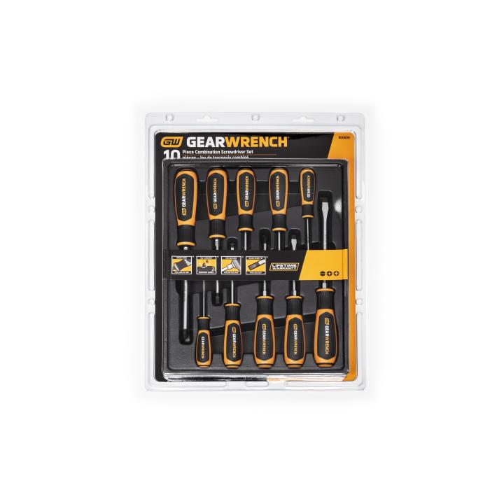 Phillips®/Slotted/Pozidriv® Dual Material Screwdriver 10Pce Set 80060H by Gearwrench