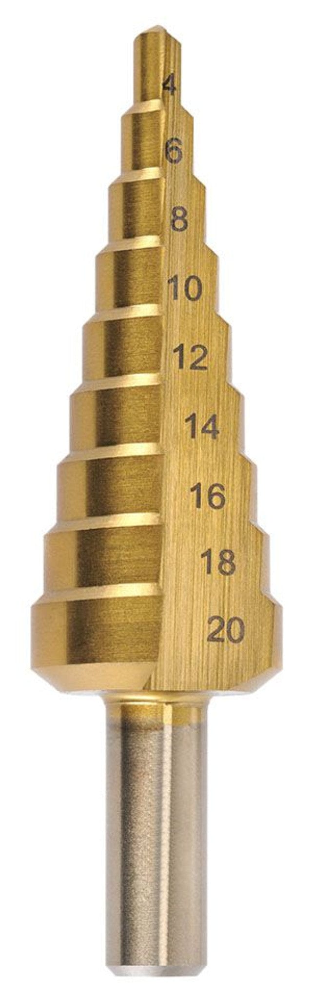 4-20mm Tin Coated HSS STR Flute Step Drill Bit 8030-M2 by Bordo