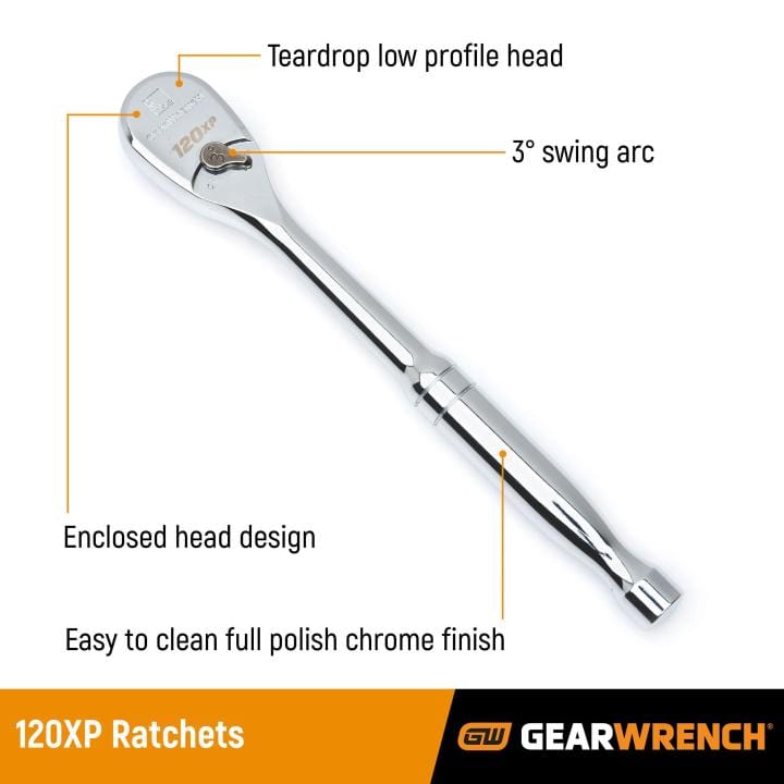 1/2” Drive 120XP™ Teardrop Ratchet 279mm (11”) 81304P by GEARWRENCH