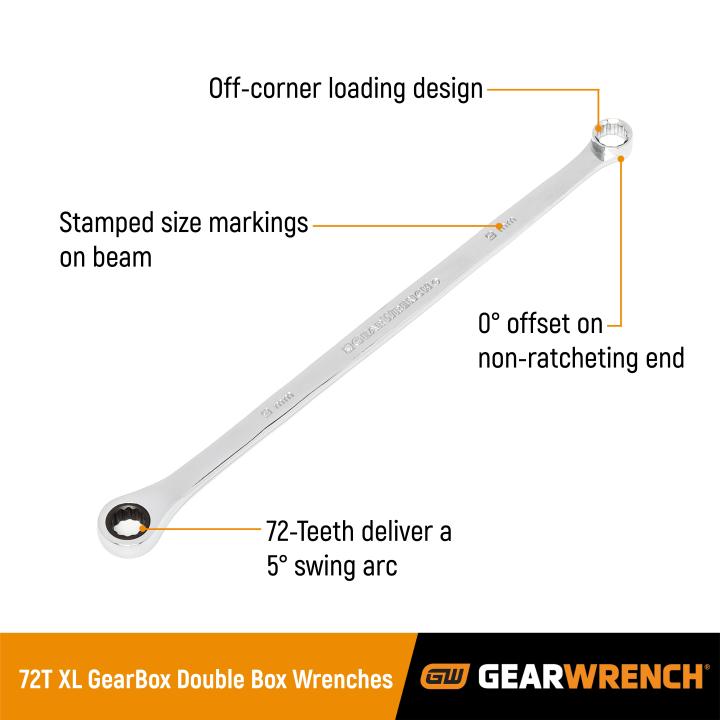 GEARWRENCH 17Pce 72-Tooth 12 Point XL GearBox™ Double Box Ratcheting Metric Wrench Set 85989