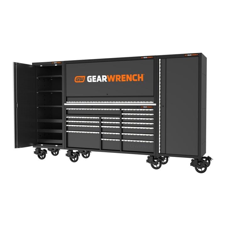 GEARWRENCH 130" Mega Tool Storage Workshop - With Chest + Trolley + Side Cabinets (Empty) 83265