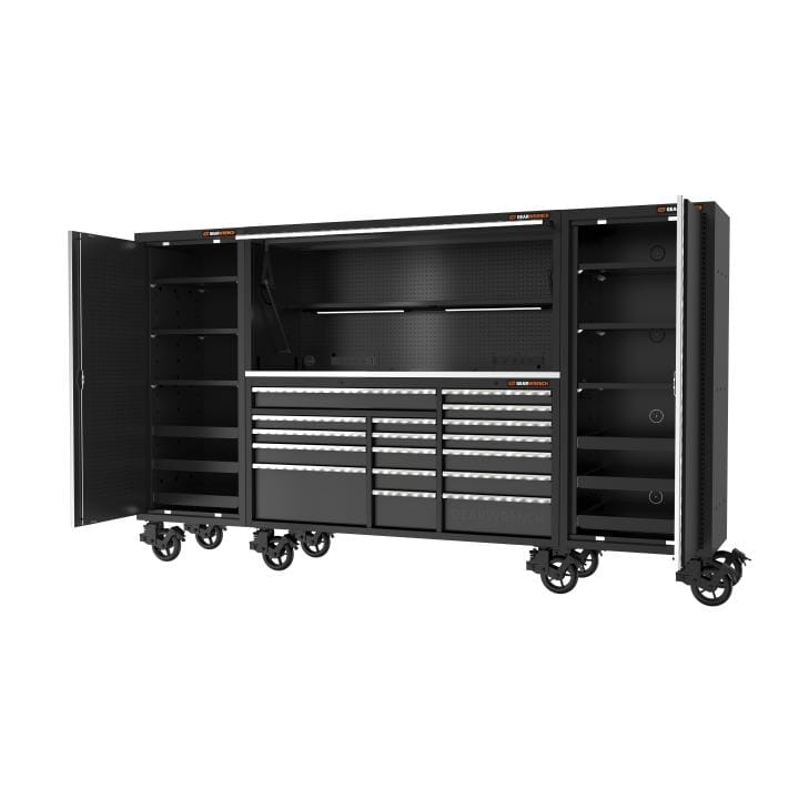 GEARWRENCH 130" Mega Tool Storage Workshop - With Chest + Trolley + Side Cabinets (Empty) 83265