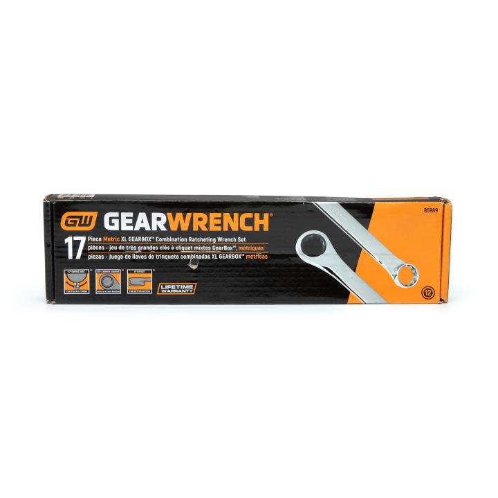 GEARWRENCH 17Pce 72-Tooth 12 Point XL GearBox™ Double Box Ratcheting Metric Wrench Set 85989