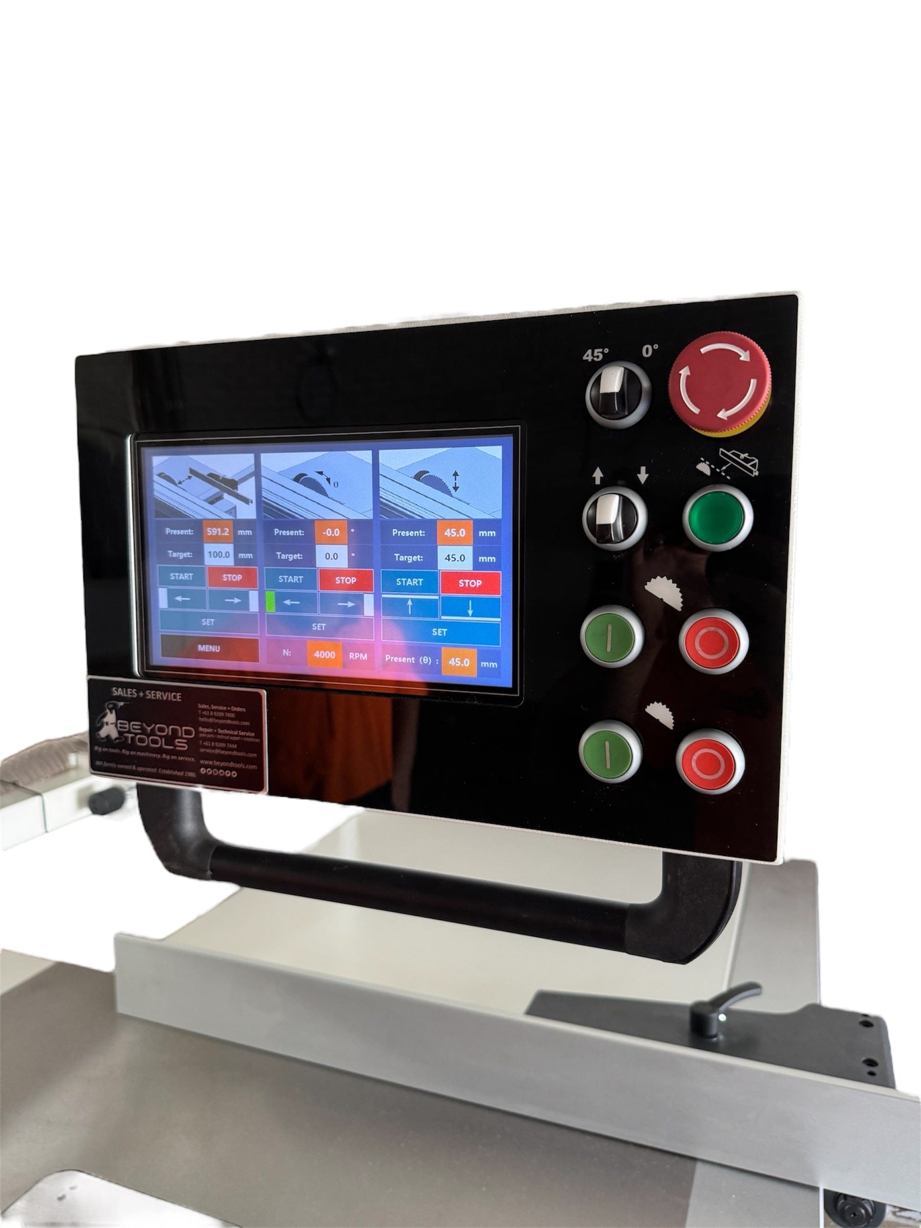 Woodfast 400mm (16") 7.5HP 3.2m Sliding Table (Optional Upgrade to 3.8m Sliding Table) with Overhead Control & Automatic Rise / Fall & Tilt Panel Saw 415V PS400C -S SafeCut *Pre-Release - As Seen at LIGNA 2025*