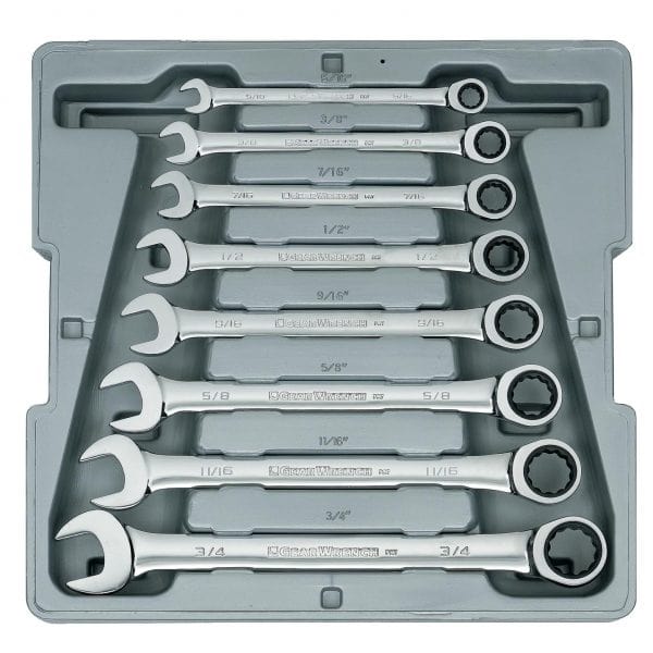 Combination Ratcheting Spanner Wrench Set SAE 8Pce - 9308D by GEARWRENCH