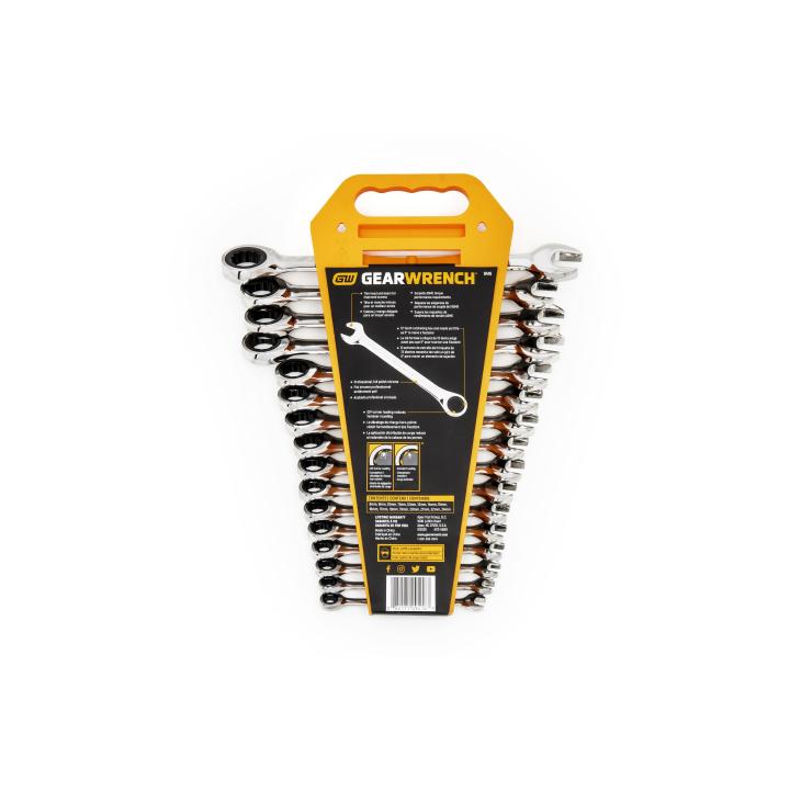 16 Piece 72-Tooth 12 Point Ratcheting Combination Metric Wrench Set 9416 by GEARWRENCH