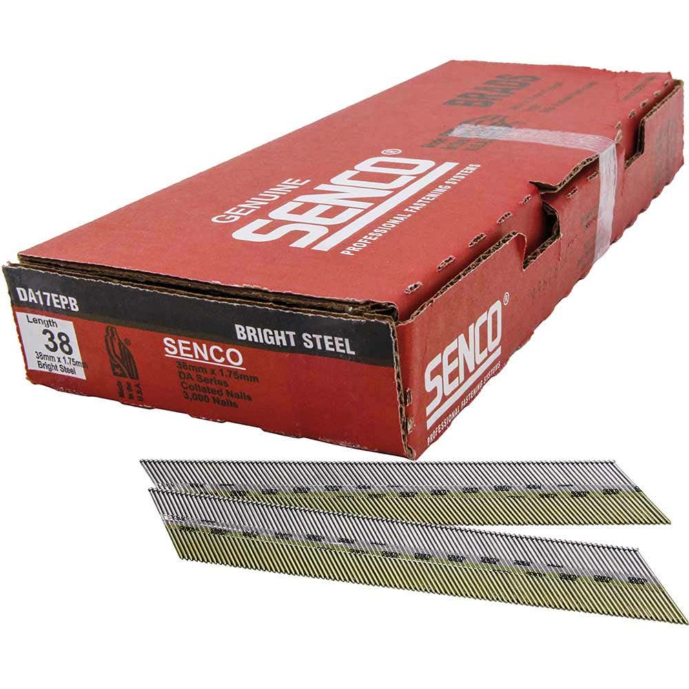 Senco DA Series Bright Steel Brad Nail - 38mm Box of 3000 DA17EPB