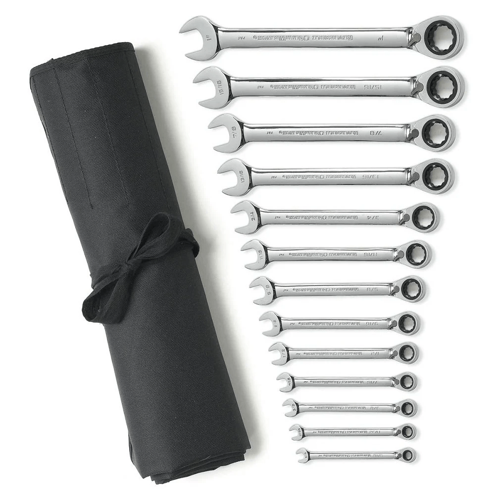 13 Pc. 12 Point SAE Reversible Ratcheting Combination Wrench Set Roll 9509NR by GEARWRENCH