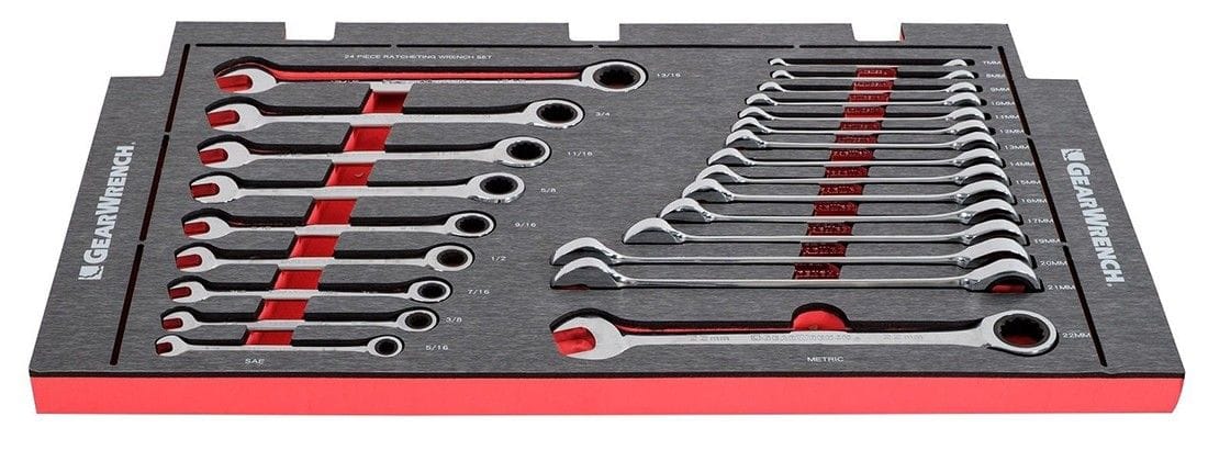 GEARWRENCH 24Pce Ratcheting Wrench Set EVA Tool Tray (With Tools) Tray 83075N