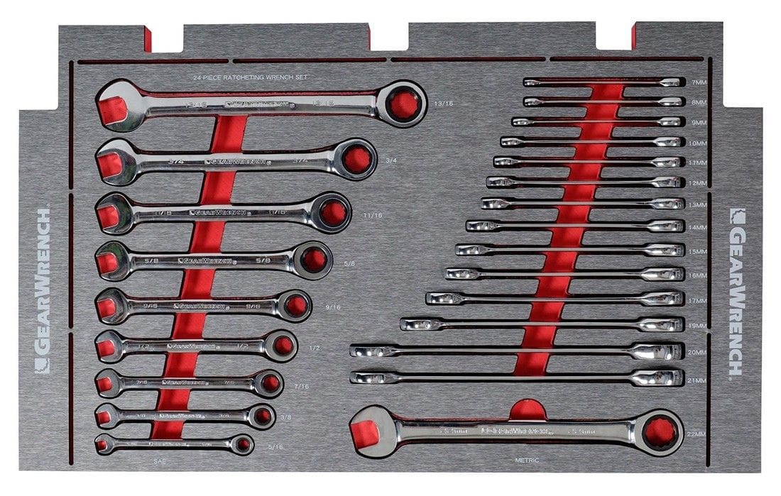 GEARWRENCH 24Pce Ratcheting Wrench Set EVA Tool Tray (With Tools) Tray 83075N
