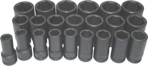 1" Drive Impact Socket Set Metric 22Pce 98622L by T&E Tools
