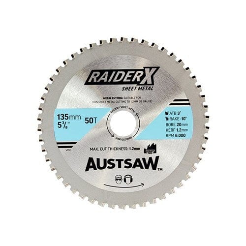 RaiderX Sheet Metal Blade 135mm x 20 x 50T MBR1352050S by Austsaw