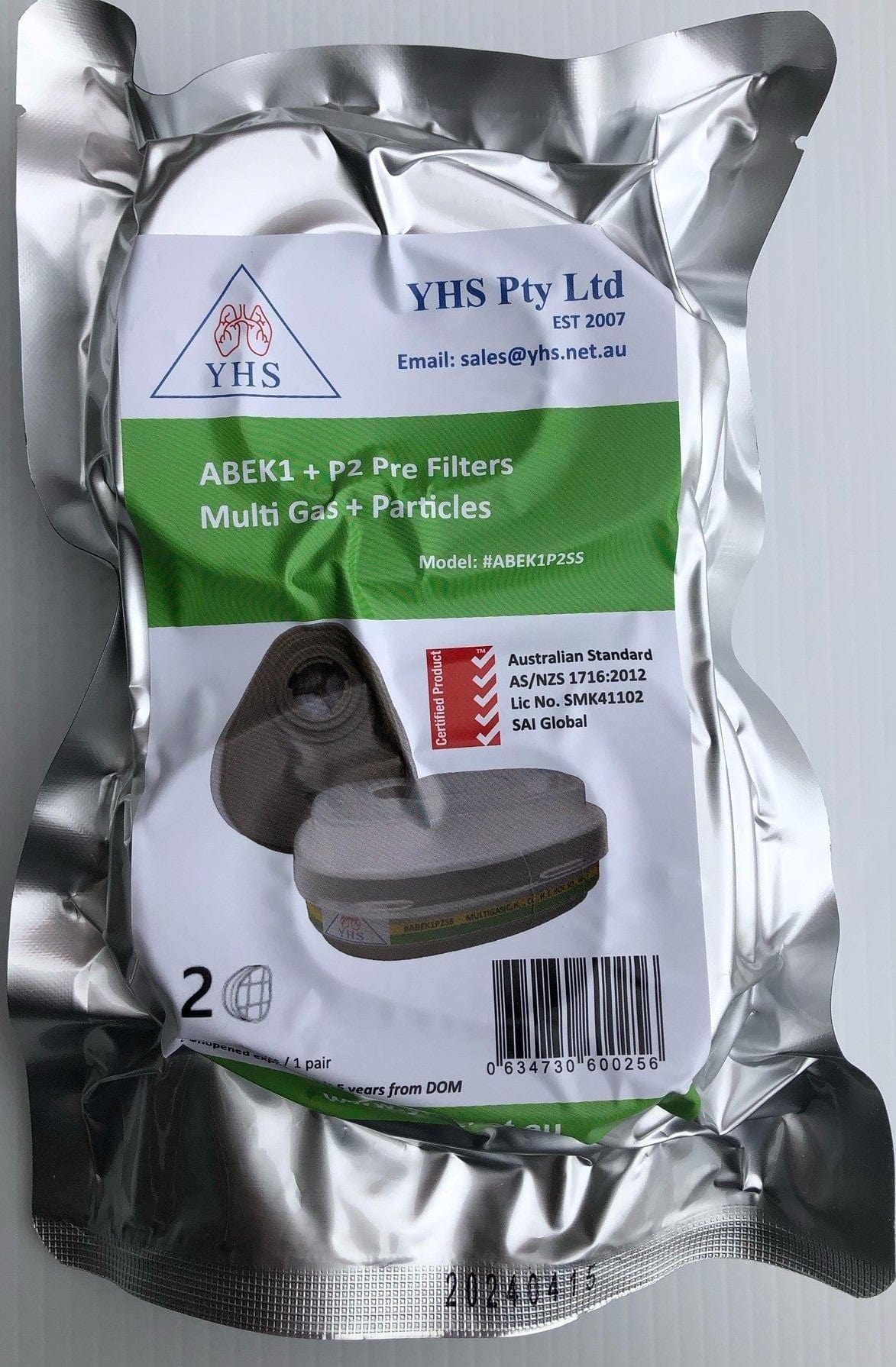 1 Pair of ABEK1 + P2 Pre Filters suit Multi Gas + Particles #ABEK1P2SS by YHS