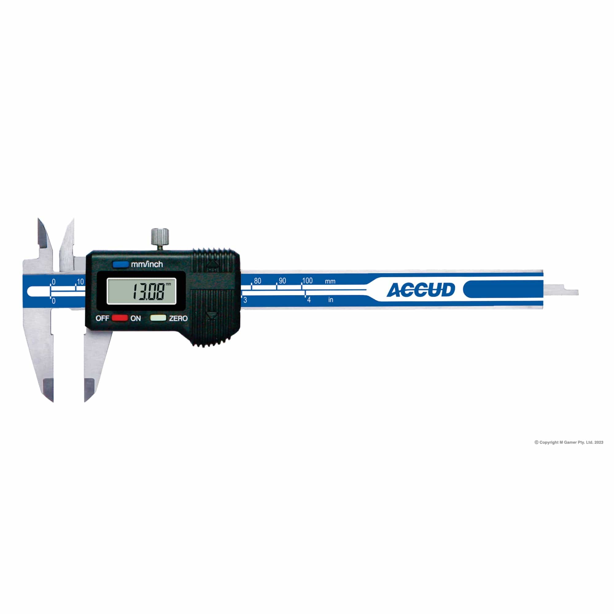 Mini 100mm (4") Digital Caliper Metric + Imperial Dual Scale AC-114-004-11 by Accud