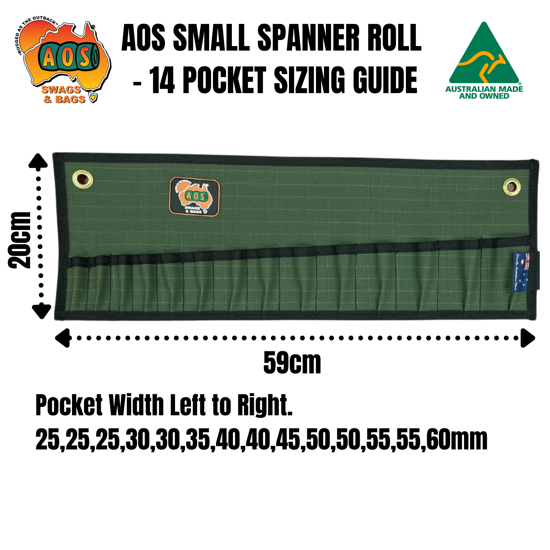 Small Orange 14Pce General Tool Roll AOSROLLTL01OR by AOS