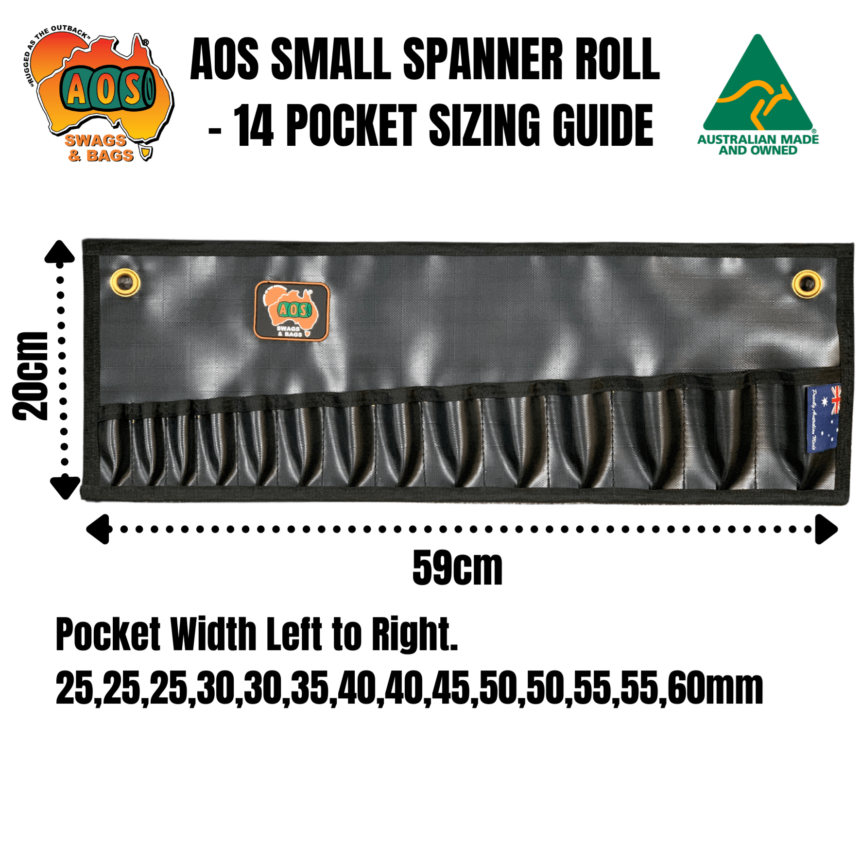 Small Orange 14Pce General Tool Roll AOSROLLTL01OR by AOS
