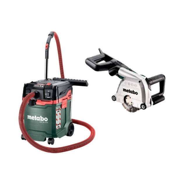 125mm 240V Wall Chaser & H-Class Vacuum / Dust Extractor Combo MFE40 + ASA30HPC (AU60010080) by Metabo