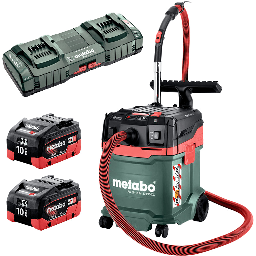 Metabo 36V (18x2) 10.0Ah 30L Cordless M-Class Wet & Dry Dust Extraction Vacuum Kit AU60207400