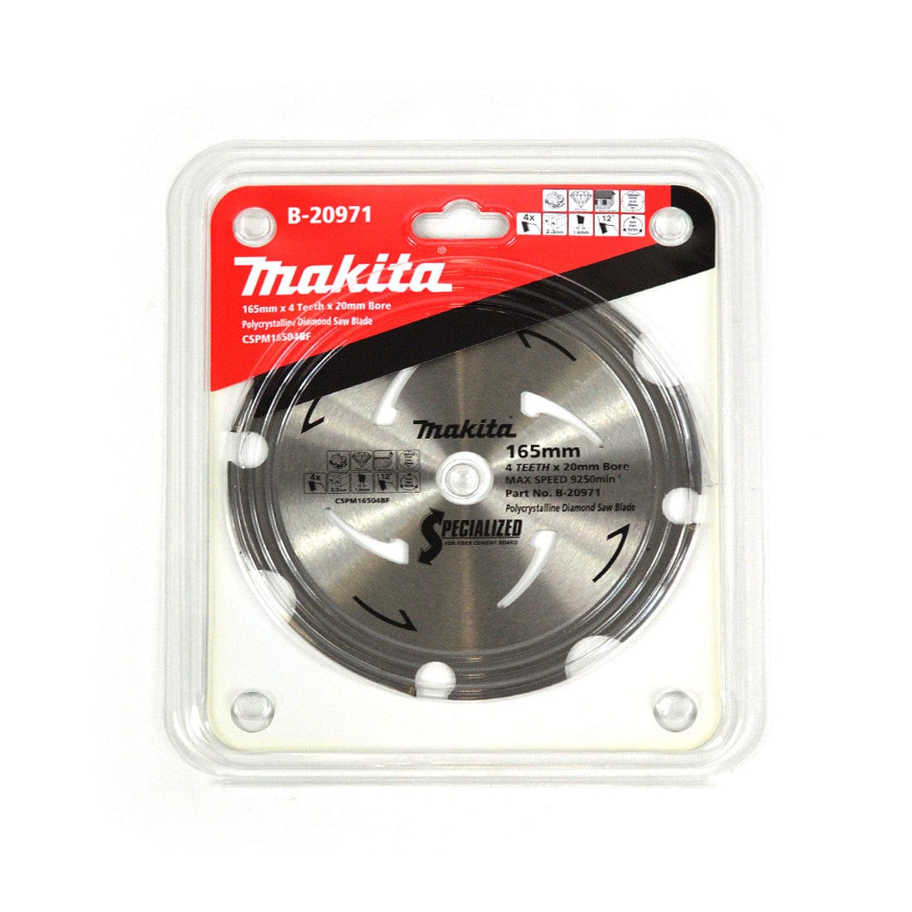 Makita 165mm (6-1/2") x 20mm x 4T Fibre Cement Circular Saw Blade B-20971