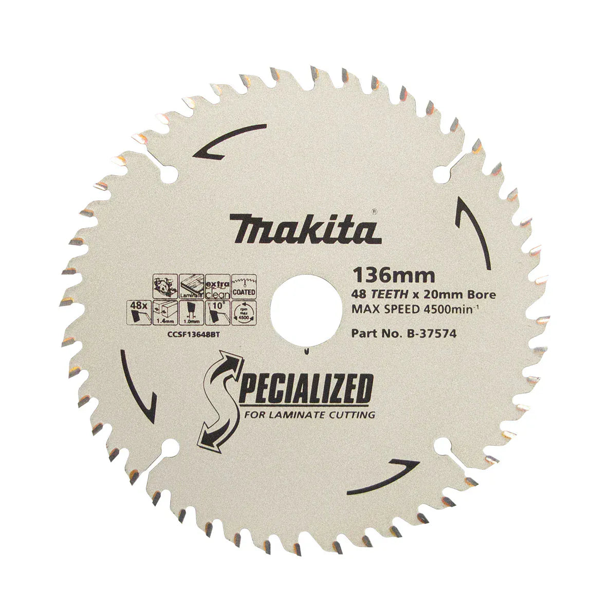 Makita Laminate TCT Saw Blade 136mm X 20mm X 48T B-37574