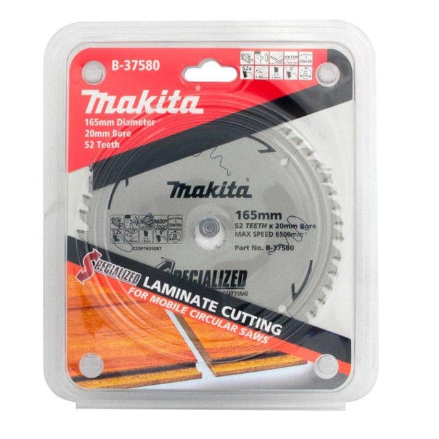 Makita 165mm x 20mm x 52T TCT Laminate Saw Blade B-37580