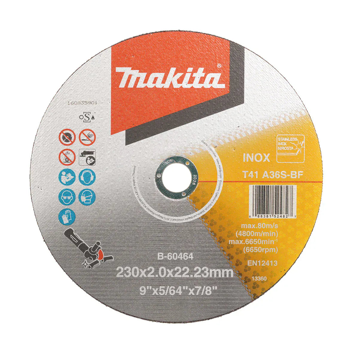 Makita 230mm x 2.0mm x 22mm INOX Metal Cutting Disc B-60464