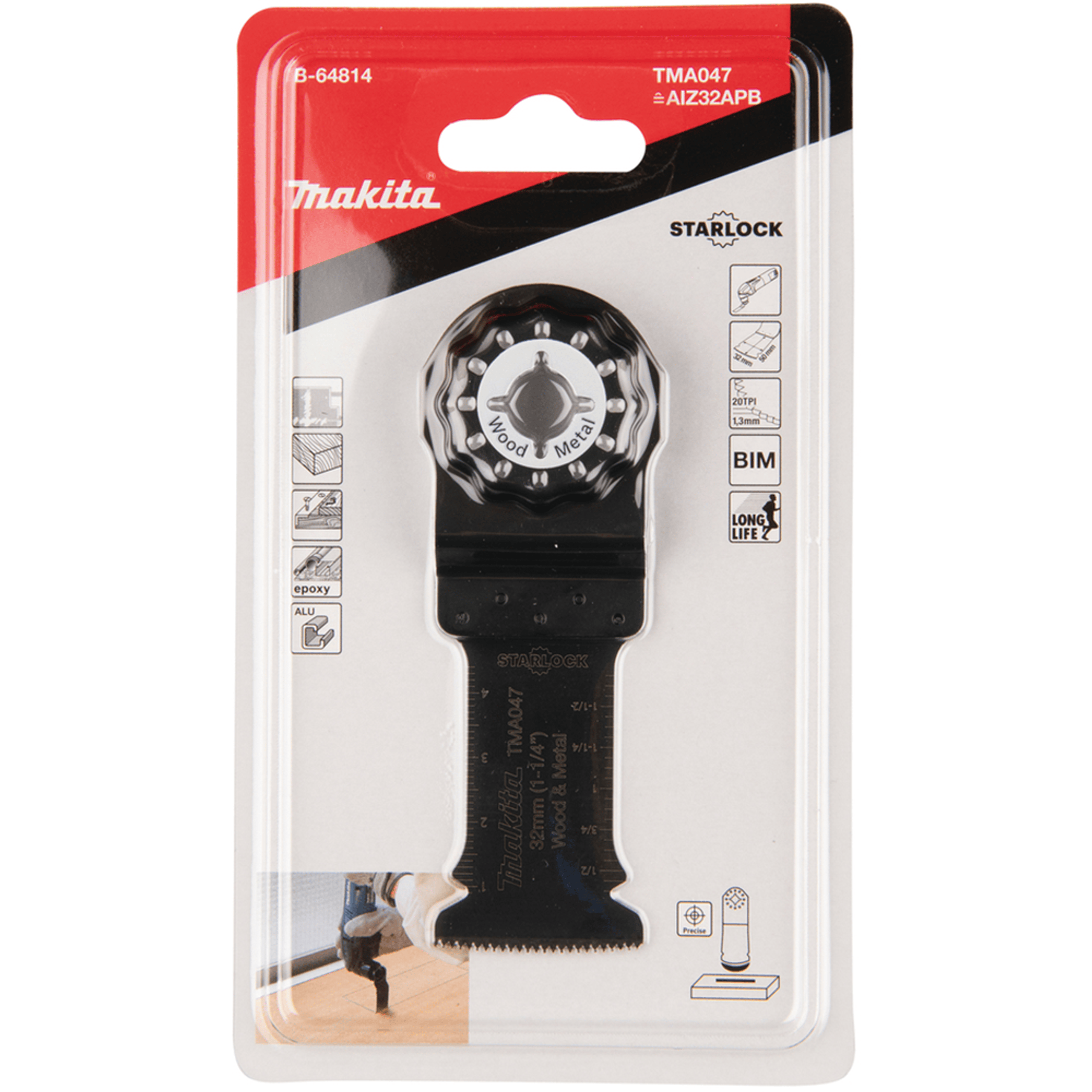 Makita 32mm STARLOCK Bi-Metal Bow Shape Plunge Cut Multi Tool Saw Blade TMA047 B-64814